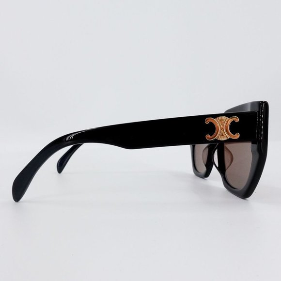Celine Triomphe Logo Acetate Butterfly Sunglasses Black Brown - Picture 7 of 14